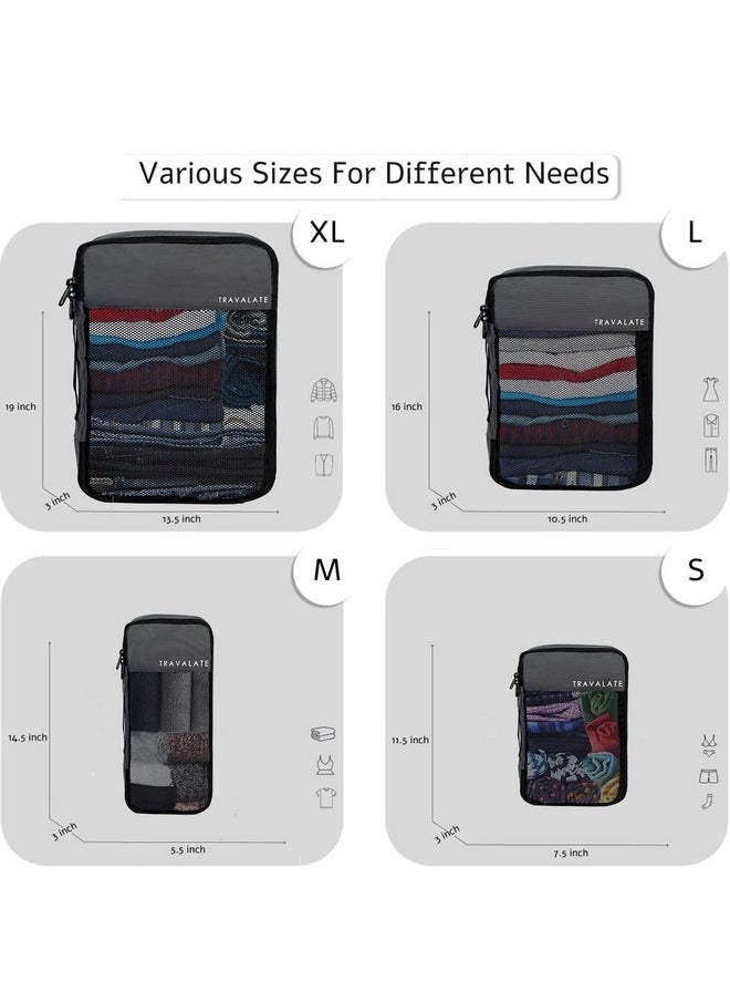 Travalate 8 Set Packing Cubes 4 Various Sizes Travel Luggage Packing Clothes And Undergarment Organizer Bags Set For Men And Women - Polyester, Grey