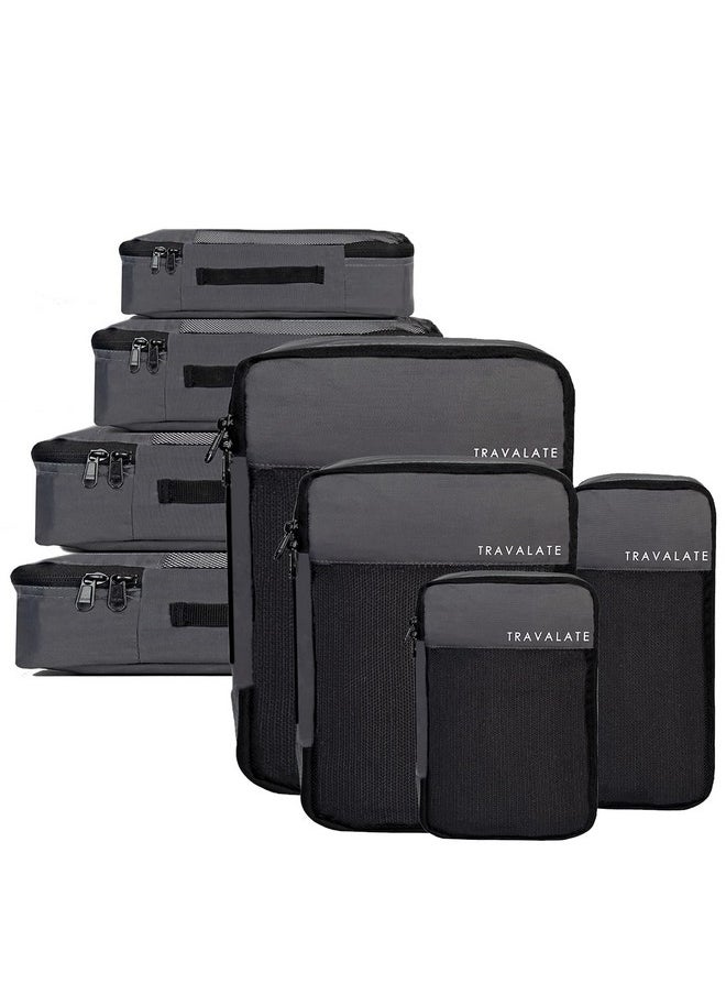 Travalate 8 Set Packing Cubes 4 Various Sizes Travel Luggage Packing Clothes And Undergarment Organizer Bags Set For Men And Women - Polyester, Grey