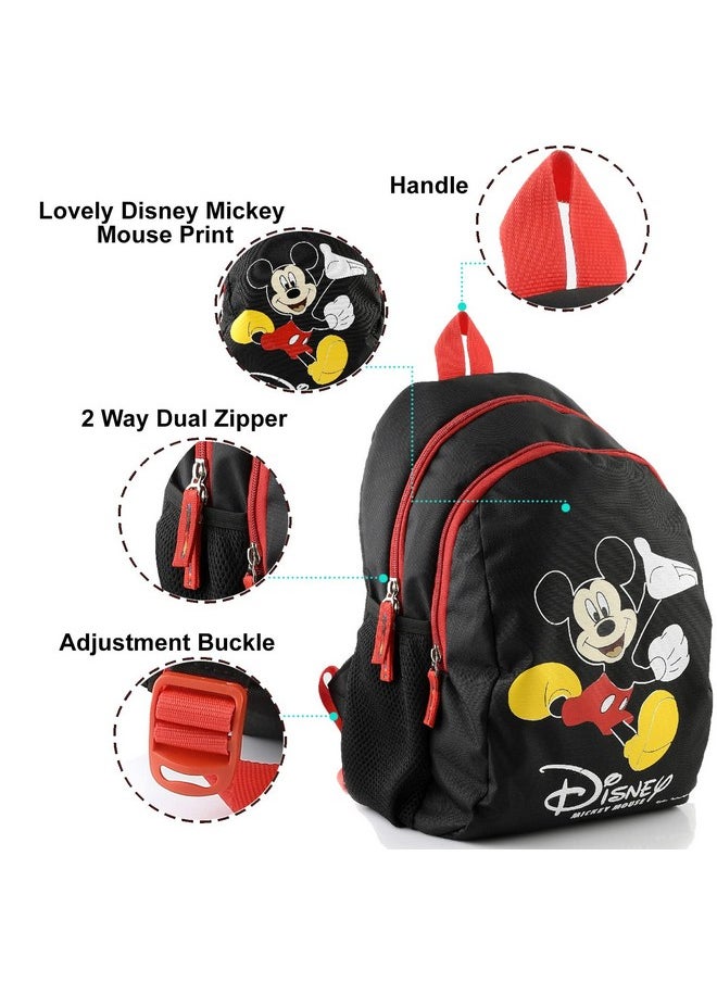 Kuber Industries Polyester Waterproof Disney Mickey Mouse Print Backpack|Sturdy School Bag For Kids,14 Inch (Black)