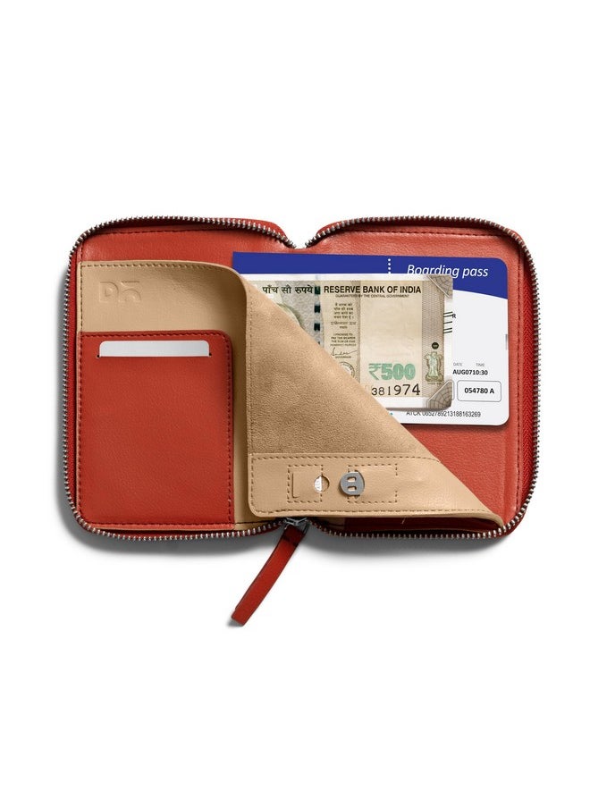 DailyObjects Check-In Travel Passport Wallet Cover for Men and Women | Passport Cover with Zip Around Closure made of Vegan Leather | Passport Holder with Credit Debit Card Slots - Red