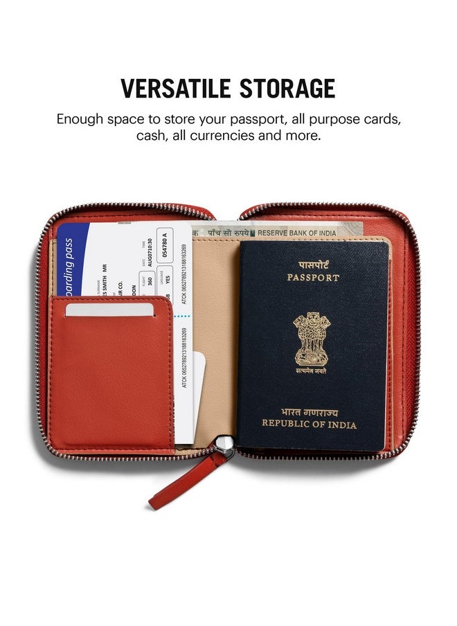 DailyObjects Check-In Travel Passport Wallet Cover for Men and Women | Passport Cover with Zip Around Closure made of Vegan Leather | Passport Holder with Credit Debit Card Slots - Red