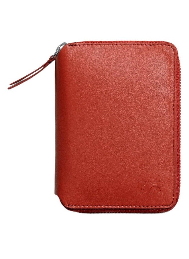 DailyObjects Check-In Travel Passport Wallet Cover for Men and Women | Passport Cover with Zip Around Closure made of Vegan Leather | Passport Holder with Credit Debit Card Slots - Red