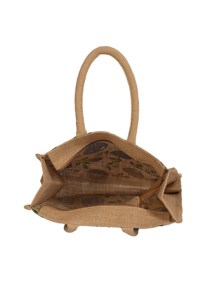 Kuber Industries Shopping Bag|Jute Eco-Friendly & Reusable Grocery Bag|Hand Bag With Zip & Handle for Daily Use|(Brown)