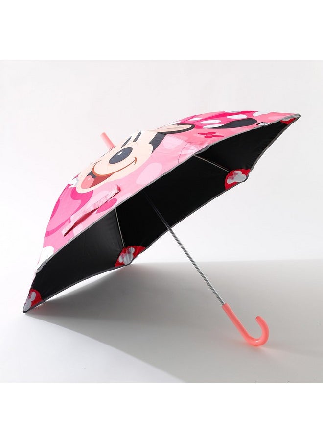 Kuber Industries Disney Minnie Print Umbrella For Kids|Automatic Umbrella For Rain (Pink)