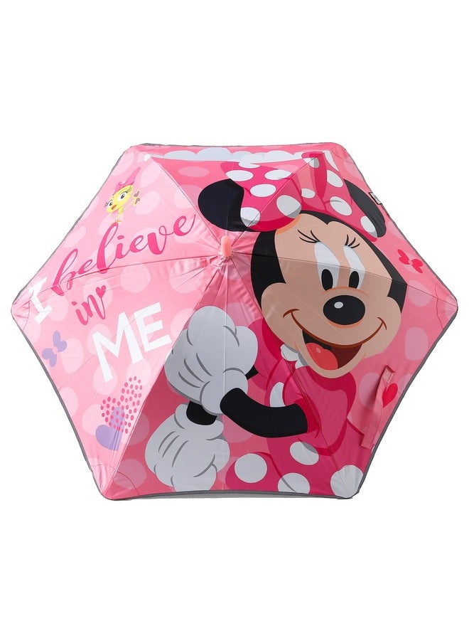 Kuber Industries Disney Minnie Print Umbrella For Kids|Automatic Umbrella For Rain (Pink)