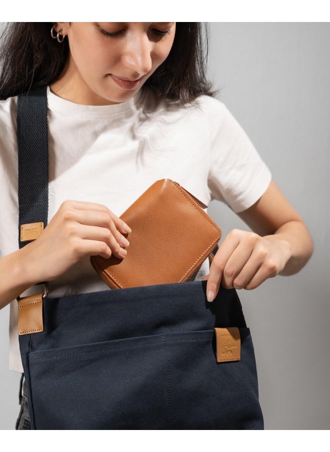 DailyObjects Check-In Travel Passport Wallet Cover for Men and Women | Passport Cover with Zip Around Closure made of Vegan Leather | Passport Holder with Credit Debit Card Slots - Tan