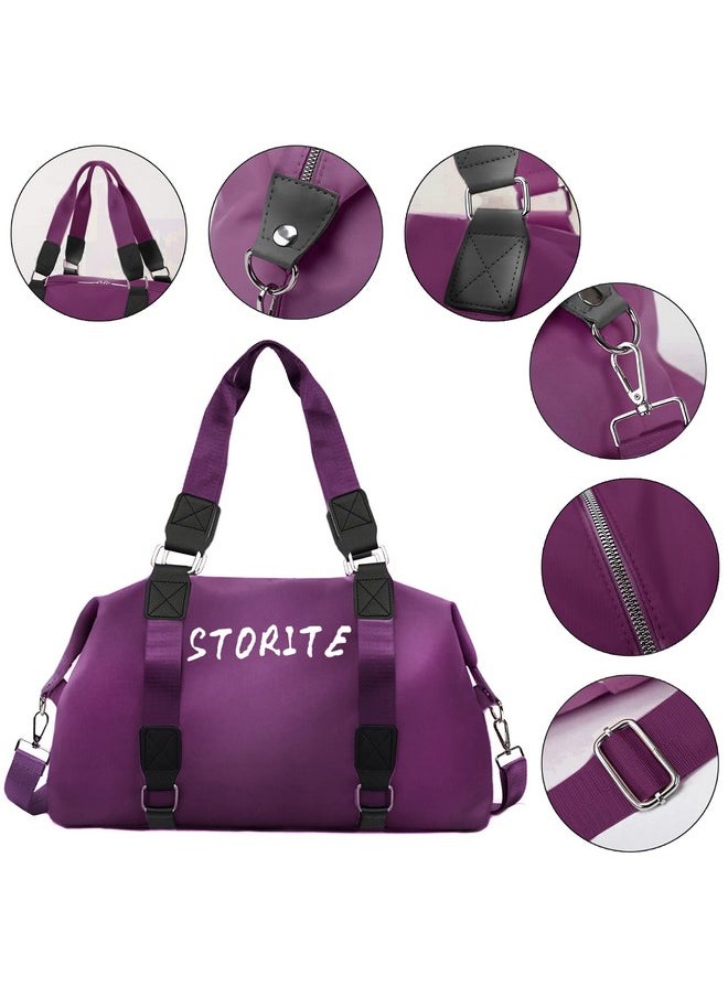 Storite Nylon 47 Cm Travel Duffle Bag, Sports Shoulder Bag for Women with Wet Pocket Weekender Overnight Luggage Bag - (Red Wine, 47 x 16 x 30 Cm)