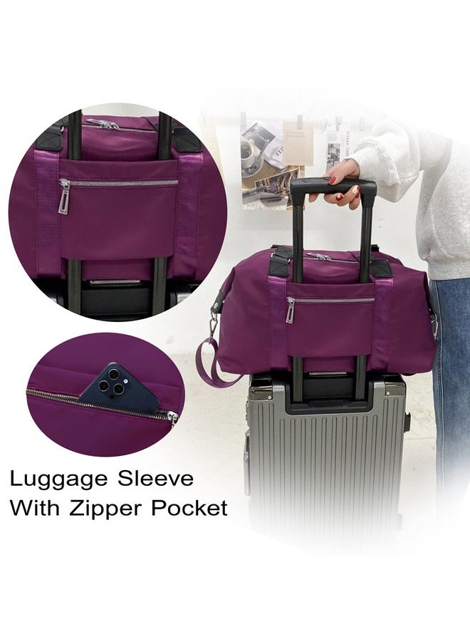 Storite Nylon 47 Cm Travel Duffle Bag, Sports Shoulder Bag for Women with Wet Pocket Weekender Overnight Luggage Bag - (Red Wine, 47 x 16 x 30 Cm)