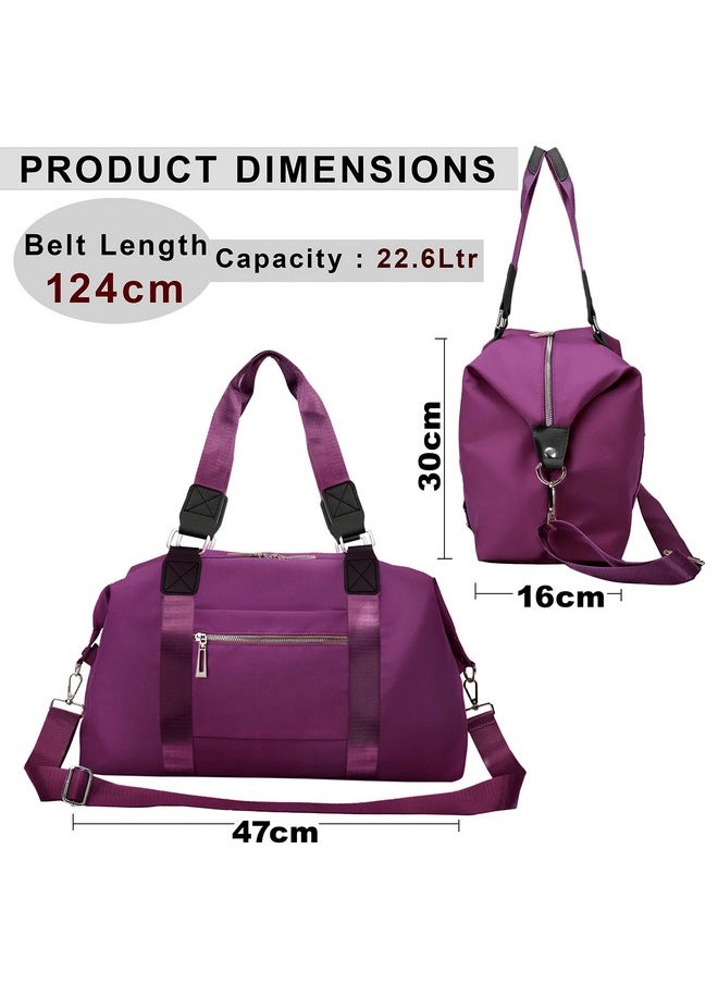 Storite Nylon 47 Cm Travel Duffle Bag, Sports Shoulder Bag for Women with Wet Pocket Weekender Overnight Luggage Bag - (Red Wine, 47 x 16 x 30 Cm)