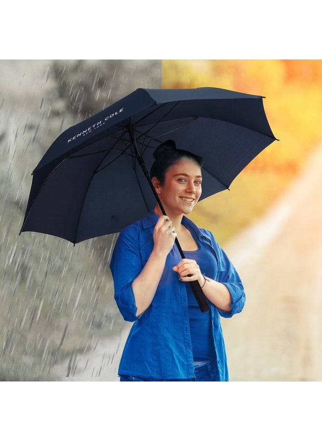 KENNETH COLE New York Automatic Golf Umbrella for Men & Women with UV & Rain Protection Navy Blue