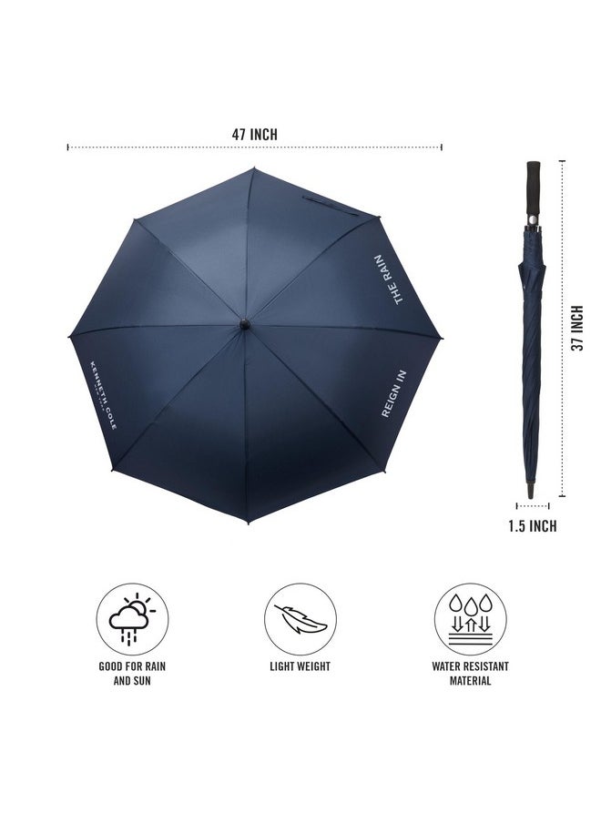 KENNETH COLE New York Automatic Golf Umbrella for Men & Women with UV & Rain Protection Navy Blue