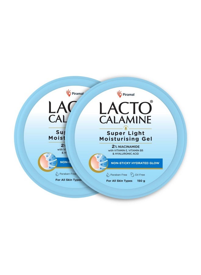 Lacto Calamine Super Light Moisturizer for Face | 150g x 2 | Moisturiser for Oily Skin with Niacinamide, Hyaluronic Acid | Face Moisturizer with 300% Instant Hydration, 90% Stronger Moisture Barrier