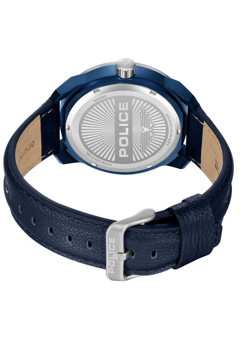 Men's Fast Lane Watch For Men With With Blue Leather Strap 46 Mm 5 Atm
