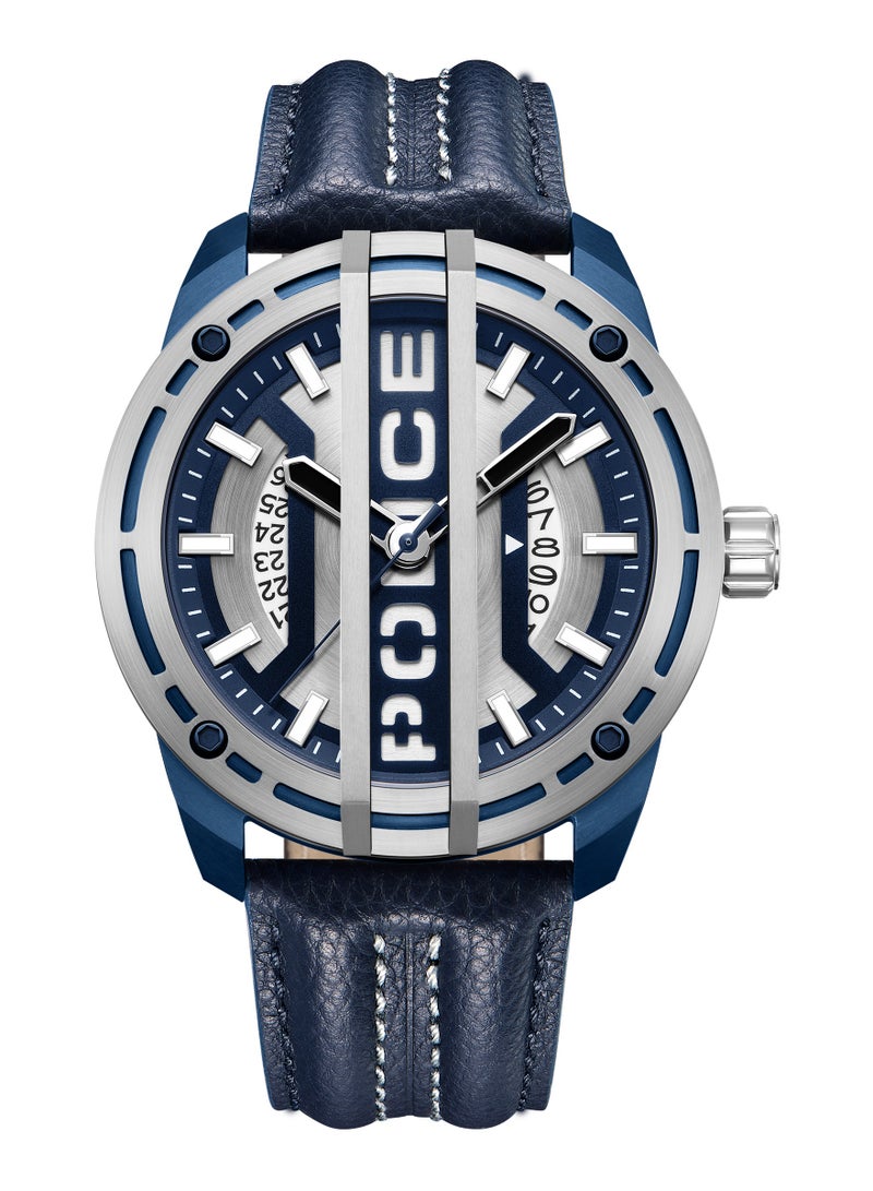 Men's Fast Lane Watch For Men With With Blue Leather Strap 46 Mm 5 Atm