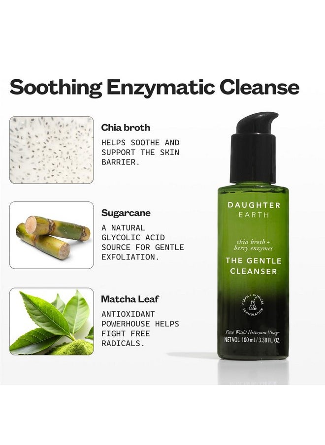 Daughter Earth Face Wash Gentle Cleanser With Hydrating Formula, Chia Ferment & Papaya Enzyme | Supports Retinol System & Exfoliates for Fresh, Nourished Skin | Vegan & Non-Irritating - 100ml