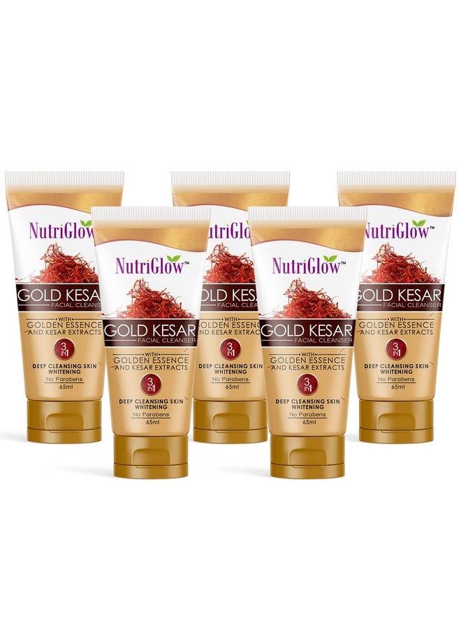 Gold Kesar Face Wash: Designed For Deep Cleansing And Radiant Skin, This Non-Foaming Face Wash Helps With Skin Tightening And Is Suitable For All Skin Types No Parabens & Sulphate, 65Ml Each, Pack Of 5
