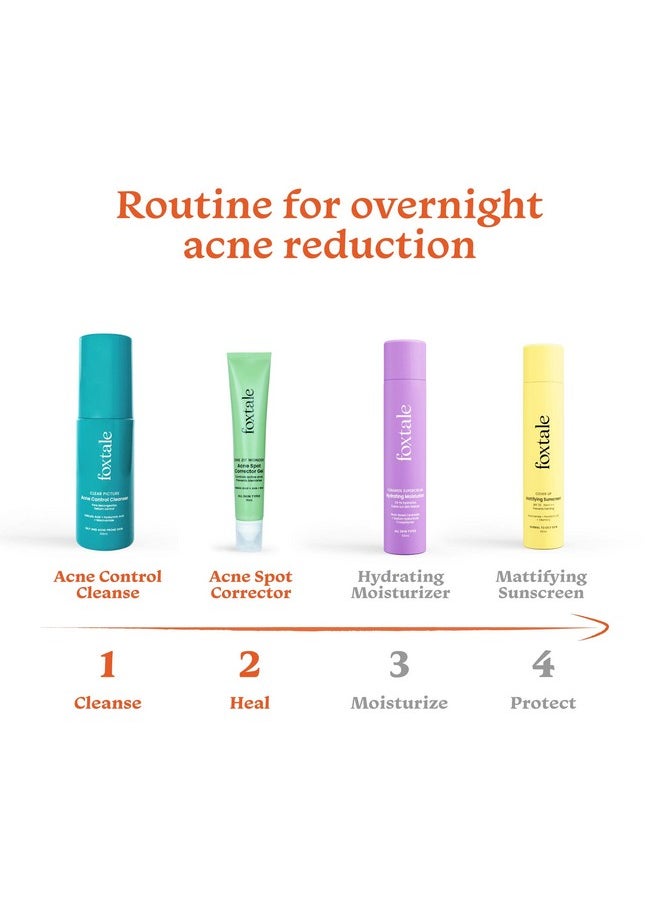 Foxtale Overnight Acne Reduction | Acne Control Cleanser 100 ml + Acne Spot Corrector Gel 15ml