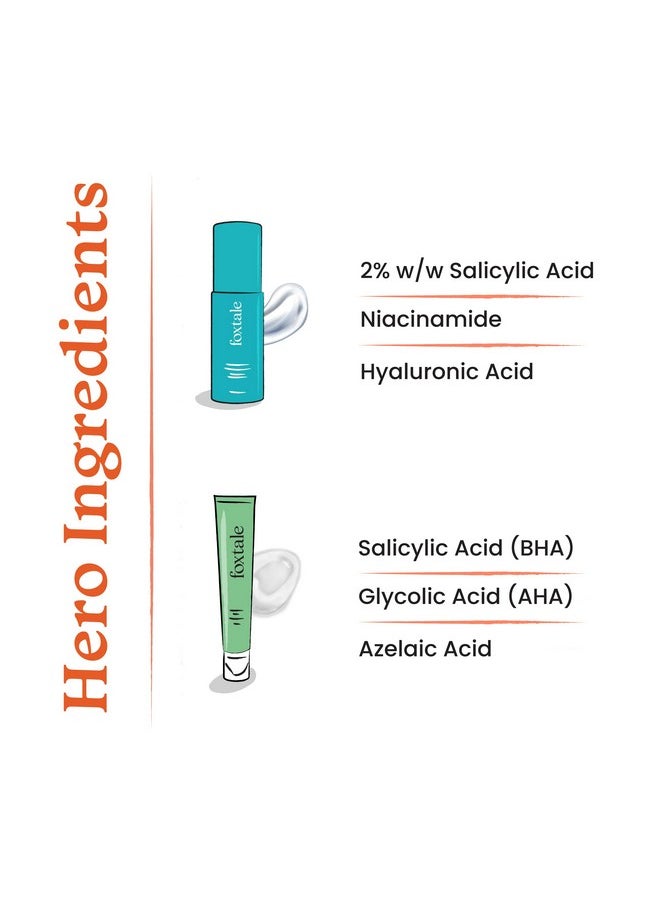 Foxtale Overnight Acne Reduction | Acne Control Cleanser 100 ml + Acne Spot Corrector Gel 15ml