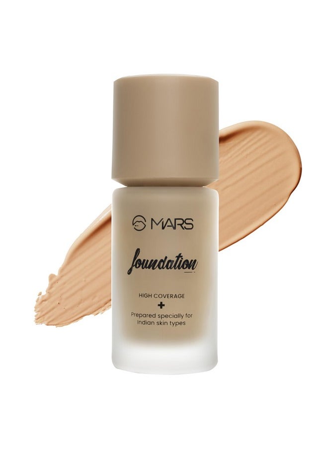 MARS High Coverage Liquid Matte Foundation | Blemish Free & Blendable Foundation for Makeup (40ml) (SHADE-06)