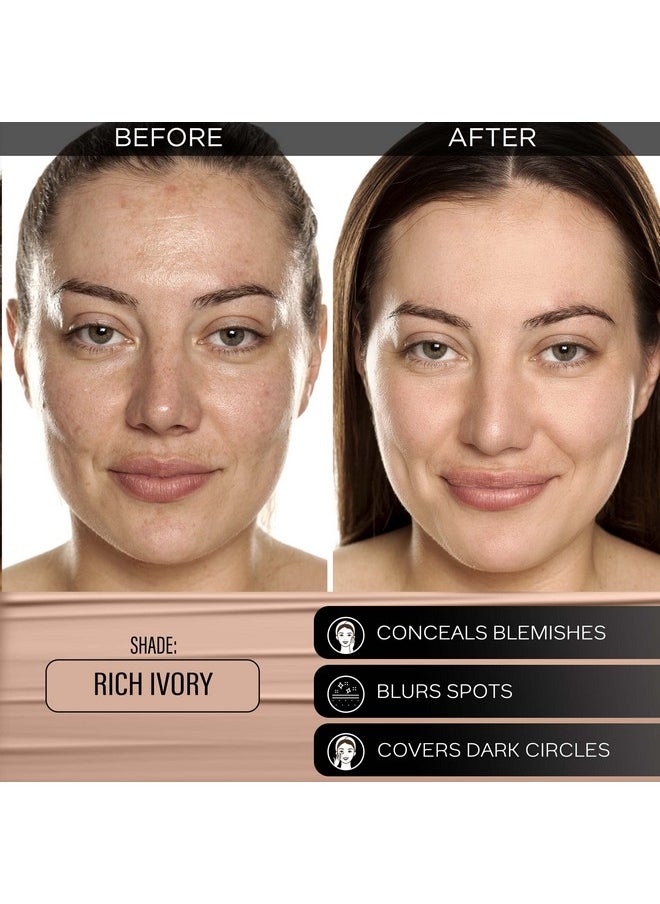 FACESCANADA All Day Hydra Matte Foundation|3-In-1 Foundation + Moisturizer Cream + Spf 30|24 Hr Aloe Hydration&Vitamin C|10Hr Long Wear|Medium To High Buildable Coverage|Rich Ivory 013|25Ml,Pack Of 1