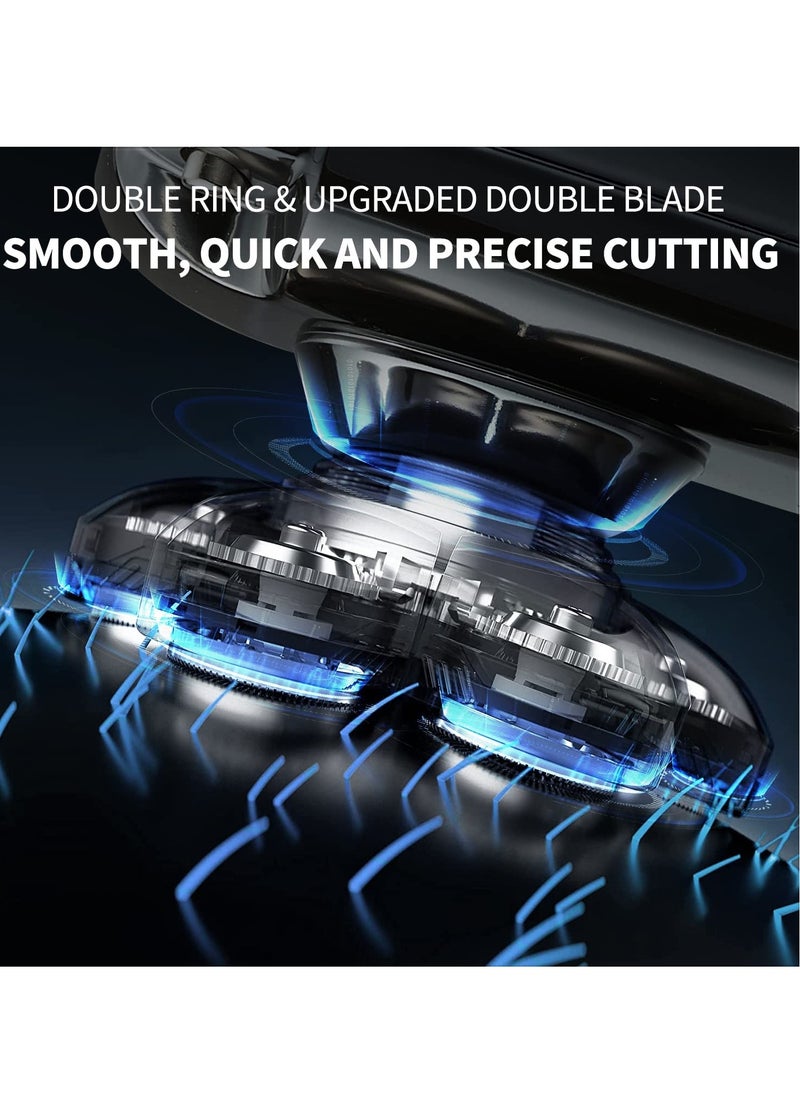 Bald Head Shavers for Men Waterproof Electric Rechargeable Balding Head Shaver Professional Anti-Pinch Shave Bald Head Wet&Dry Rotary Close Razor with Replaceable Grooming Shaving Heads