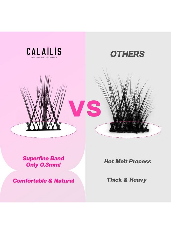 CALAILIS Individual Lashes, DIY Eyelash Extensions, Super Thin Glue-based Band, Natural Look Reusable,11/13/13/15mm, Lasting for 48 Hours Individual DIY Eyelashes(LR01)