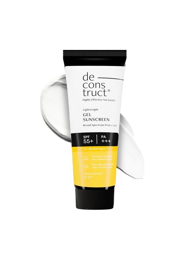Deconstruct Face Gel Sunscreen SPF 50 + and PA+++ | Gel based sunscreen for oily skin, combination skin, normal skin | Broad spectrum sunscreen, No White Cast, Lightweight, Non greasy - 50g