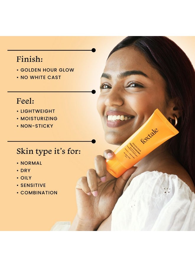FoxTale - (Pack Of 2) Essentials Daily Glow Sunscreen Spf 50 Sunscreen Vitamin C & Niacinamide, Uva & Uvb Filters-Clinically Proven Brightening Ingredients, No White Cast, Non-Greasy Formula, 50 Ml