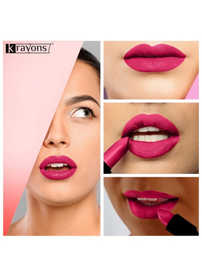 Krayons Cute Pop Moisturizing Matte Lipstick, Waterproof, First Crush, Cherry Maroon, Orange Tango, Pink Lips, 3.5gm Each (Pack of 4)