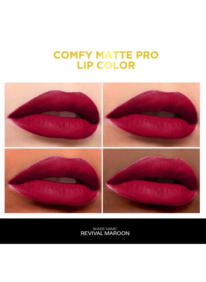 FACES CANADA Comfy Matte Pro Liquid Lipstick - Revival Maroon 14, 5.5 ml | 10HR Longstay | Intense Color | Macadamia Oil & Olive Butter Infused | Lightweight Super Smooth | No Dryness | No Alcohol