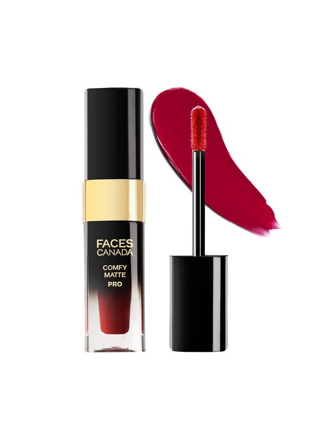 FACES CANADA Comfy Matte Pro Liquid Lipstick - Revival Maroon 14, 5.5 ml | 10HR Longstay | Intense Color | Macadamia Oil & Olive Butter Infused | Lightweight Super Smooth | No Dryness | No Alcohol