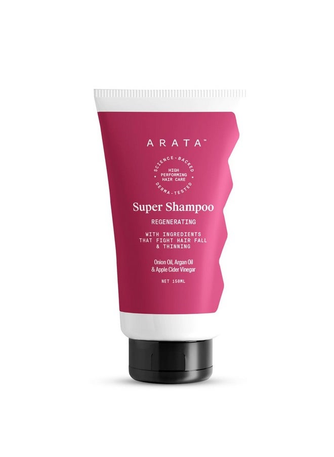 Arata 6-in-1 Super Shampoo | Prevents Hair loss | Restores pH Balance | Boosts Hair Thickness | Reduces Breakage | Fights Microbial Infections | Adds Shine | Shampoo For Women & Men | 150 ml