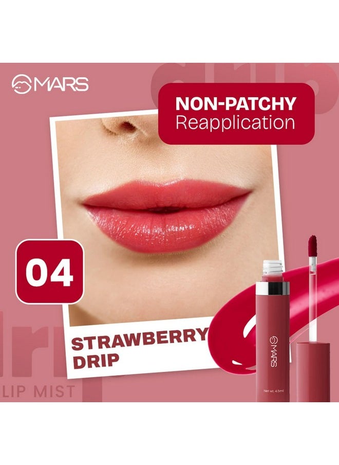 Drip Lip Mist For Women (4.5 Ml) (04-Strawberry Drip) | Dual Function | Buildable Color | Glossy Finish | Long-Lasting | Hydration | Light-Weight Formula | Non-Patchy Reapplication
