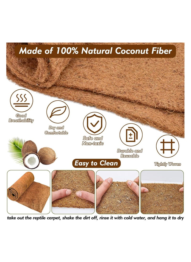 3 Rolls Reptile Carpet - 24 x 48 inches Natural Coconut Fiber Pet Mat, Tortoise Carpet Mat Coco Fiber Substrate Liner Pet Terrarium Liner for Lizard Turtle Gecko Bearded Dragon