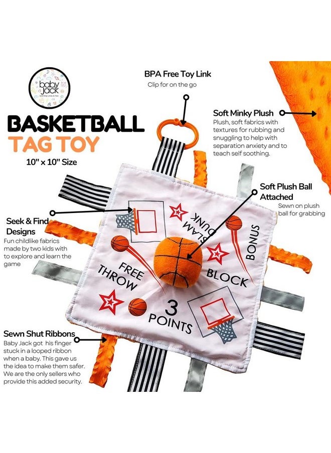 The Learning Lovey Goldenstate Warriors Baby Tag Toy - NBA Basketball - Baby Sensory Crinkle Toys - Soft & Safe - Ideal Baby Stroller Toy - BPA Free w/Stroller Clip