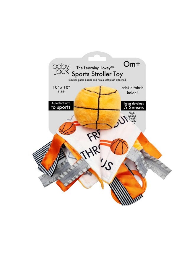 The Learning Lovey Goldenstate Warriors Baby Tag Toy - NBA Basketball - Baby Sensory Crinkle Toys - Soft & Safe - Ideal Baby Stroller Toy - BPA Free w/Stroller Clip