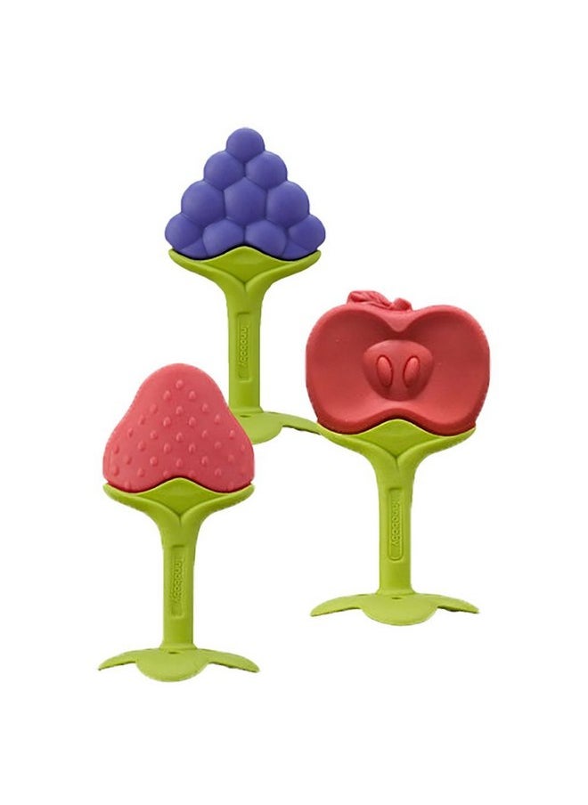 Award Winning Original Teethin’ Smart EZ Grip Fruit Teether by Innobaby - Sore Gum Relief for Front Teeth & Molars with BPA Free Teether Sensory Toy for Babies & Toddlers - Apple/Grape/Berry