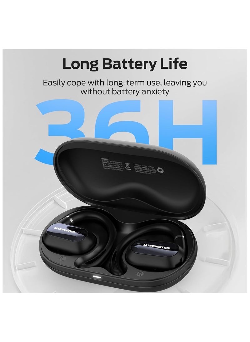 Open Ear AC322, Bluetooth 5.4 headset, 36 hours battery life, IPX5 waterproof, clear communication, ergonomic design, adjustable ear angle, not easy to fall off wireless Bluetooth headset.