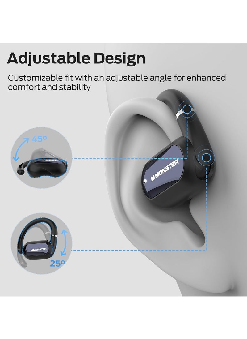 Open Ear AC322, Bluetooth 5.4 headset, 36 hours battery life, IPX5 waterproof, clear communication, ergonomic design, adjustable ear angle, not easy to fall off wireless Bluetooth headset.