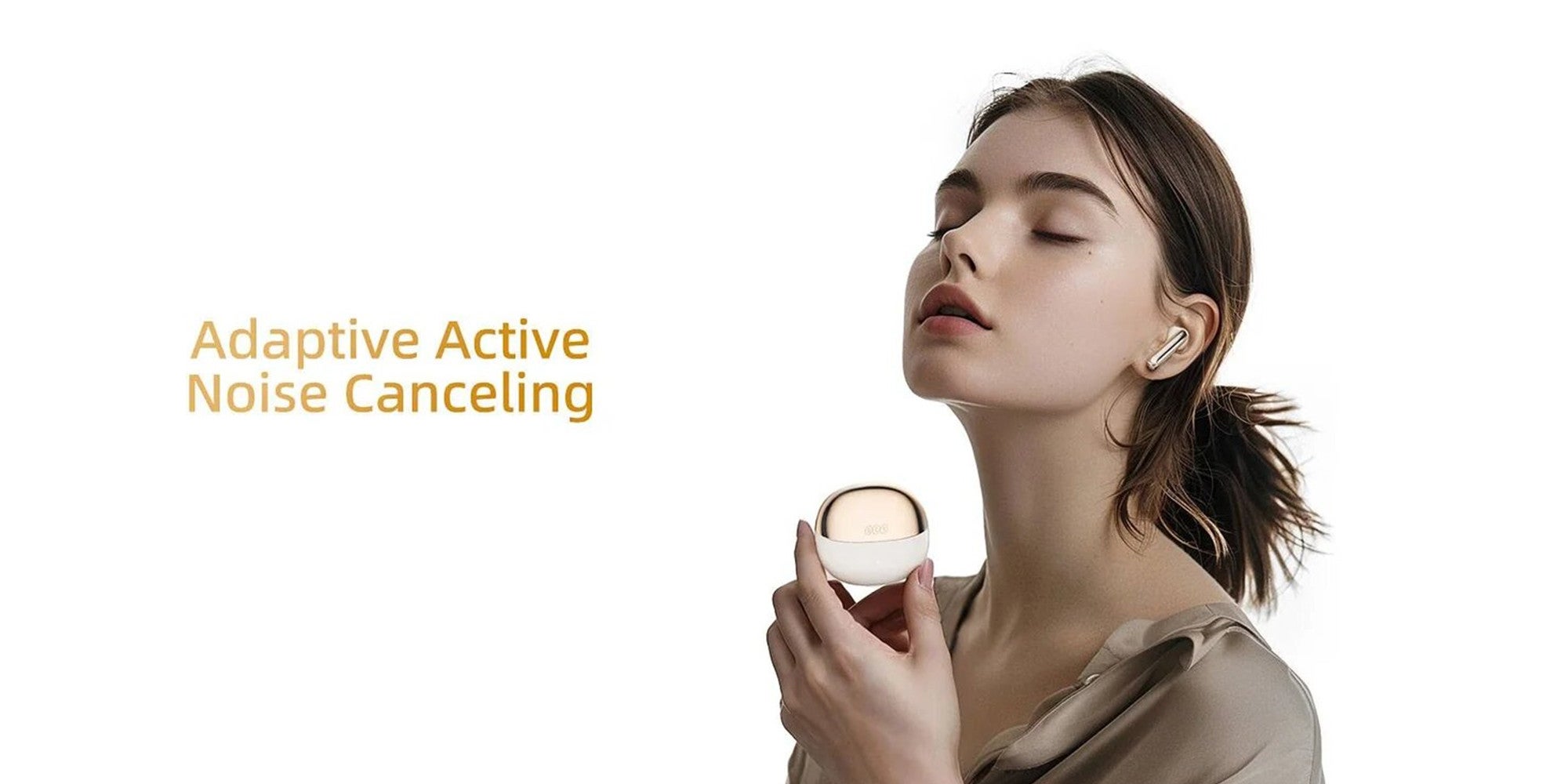 MeloBuds Pro HT08, Wireless Earbuds, Active Noise Cancellation Bluetooth Earphones, Comfortable Fit, Ultra-Low Latency Gaming Earbuds, 34 Hours Playtime - Gold