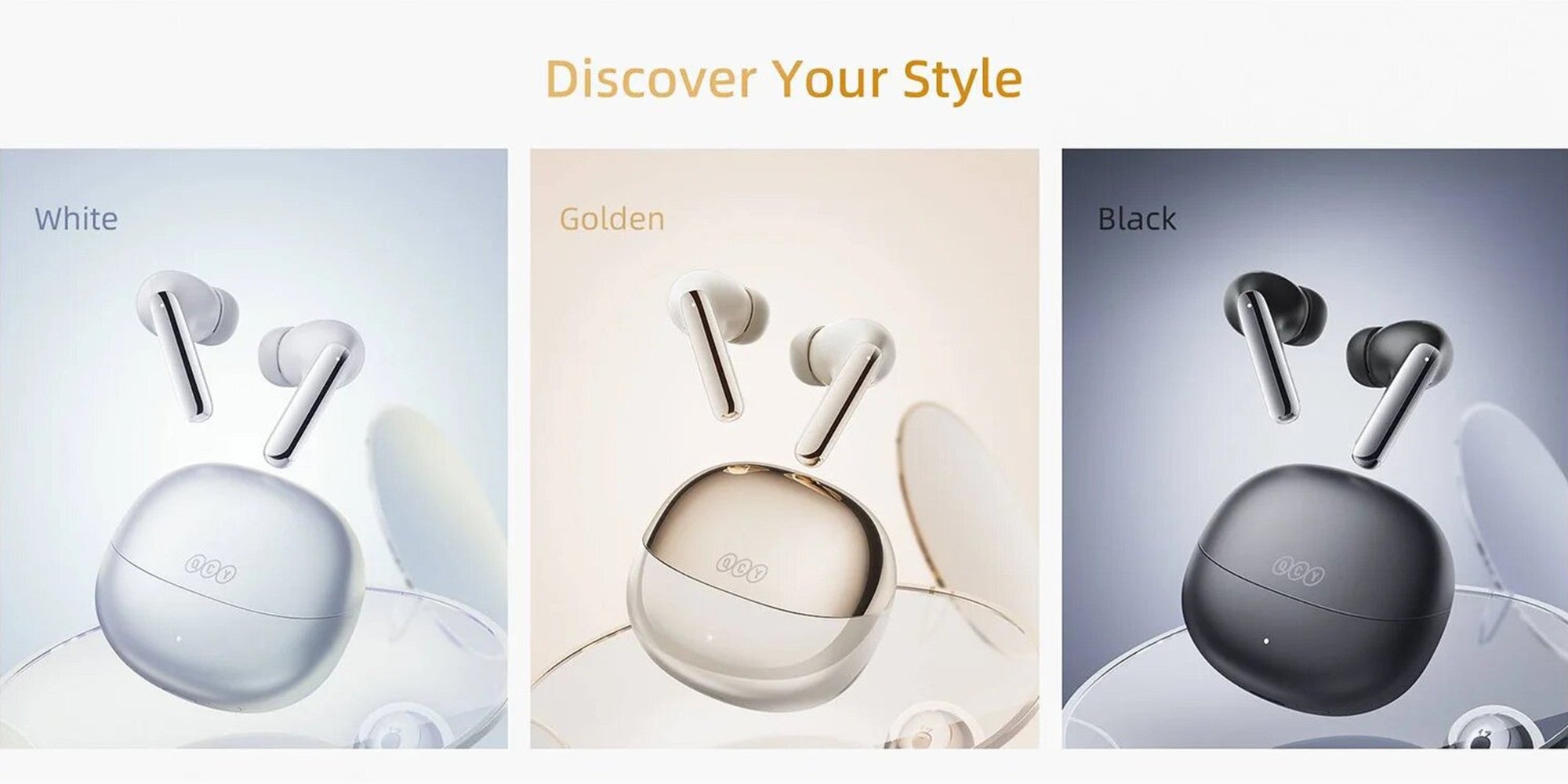 MeloBuds Pro HT08, Wireless Earbuds, Active Noise Cancellation Bluetooth Earphones, Comfortable Fit, Ultra-Low Latency Gaming Earbuds, 34 Hours Playtime - Gold