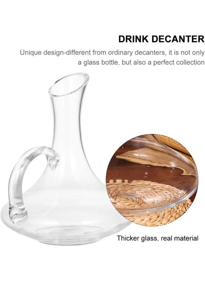 AKDC Glass Wine Decanter 1.5 Liters, Hand Blown Crystal Glass Red Wine Carafe Whiskey Bottle Drink Distributor With Handle For Festive Holiday Bar Decorations