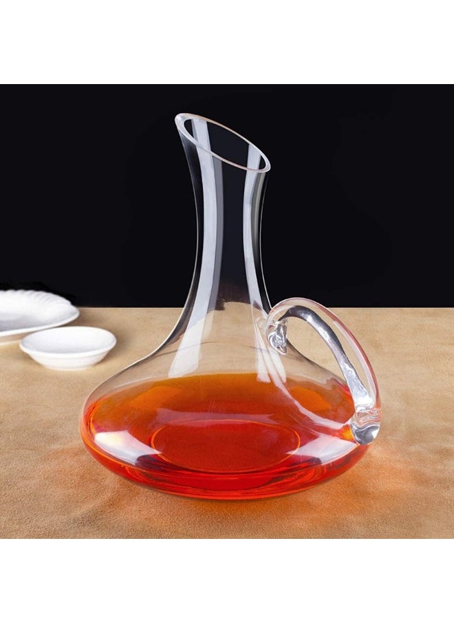 AKDC Glass Wine Decanter 1.5 Liters, Hand Blown Crystal Glass Red Wine Carafe Whiskey Bottle Drink Distributor With Handle For Festive Holiday Bar Decorations