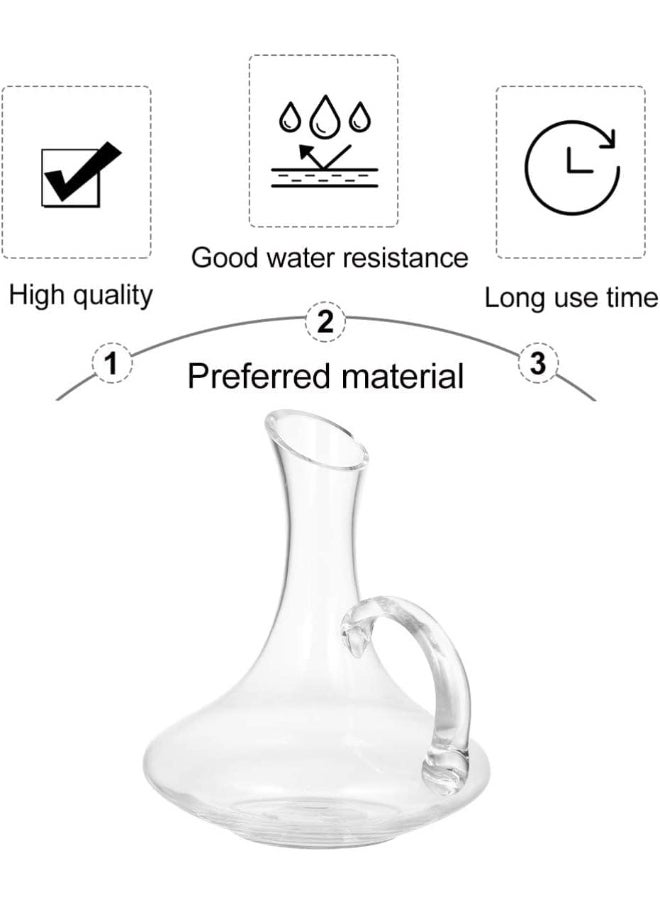 AKDC Glass Wine Decanter 1.5 Liters, Hand Blown Crystal Glass Red Wine Carafe Whiskey Bottle Drink Distributor With Handle For Festive Holiday Bar Decorations