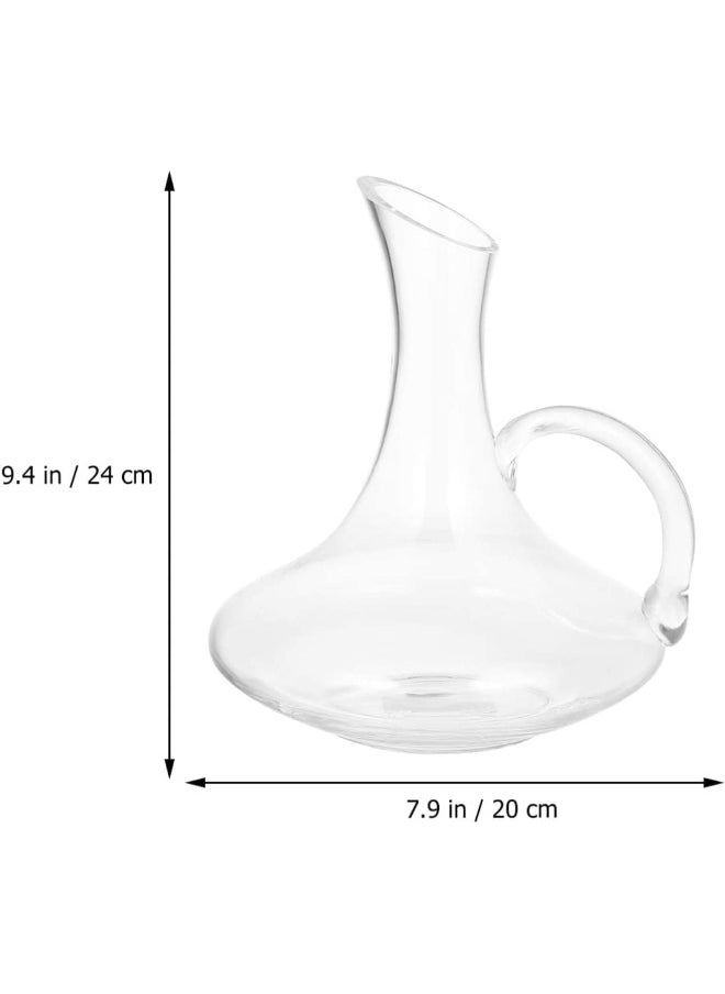AKDC Glass Wine Decanter 1.5 Liters, Hand Blown Crystal Glass Red Wine Carafe Whiskey Bottle Drink Distributor With Handle For Festive Holiday Bar Decorations