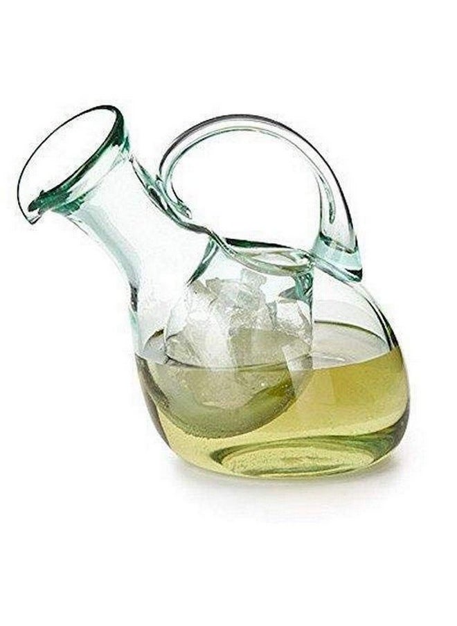 Tilted White Wine Decanter With Ice Pocket One Size Green