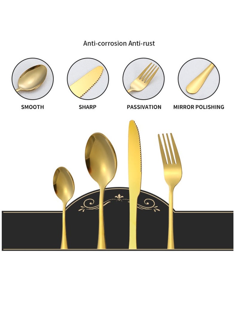 Cutlery Set Stainless Steel Cutlery Set + Cutlery Rack Includes 24 Pieces Gift Box High Value Safe-Silver
