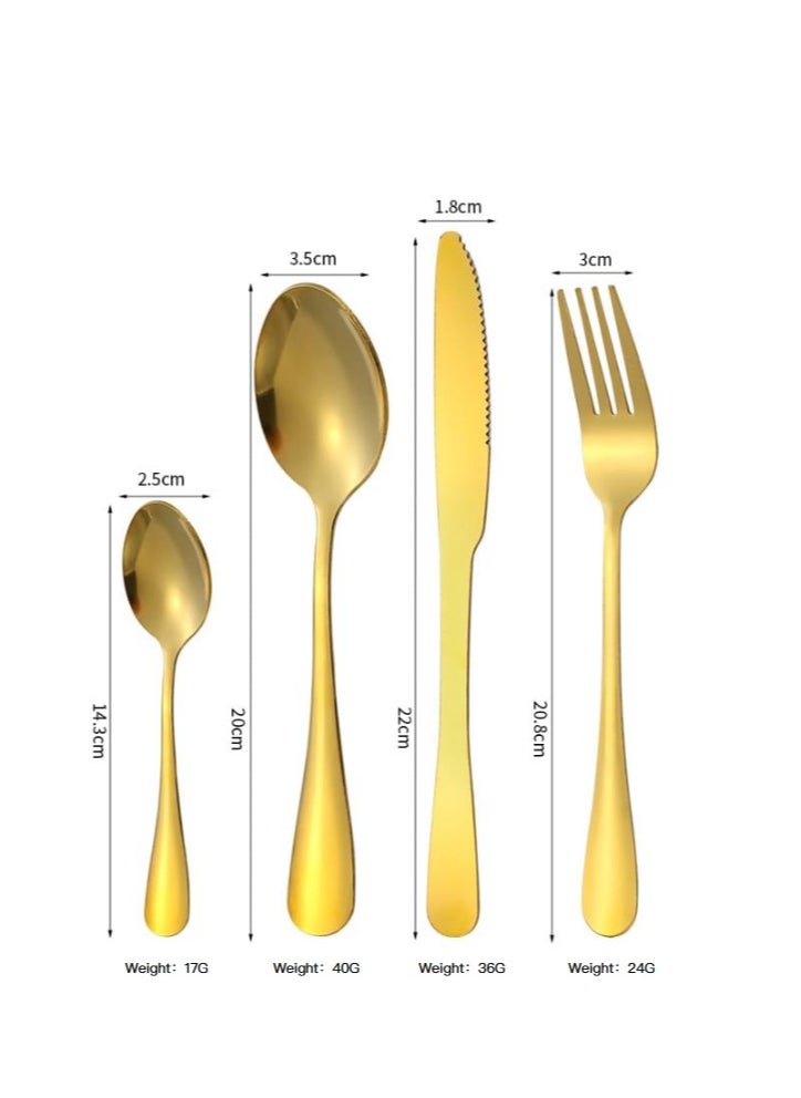 Cutlery Set Stainless Steel Cutlery Set + Cutlery Rack Includes 24 Pieces Gift Box High Value Safe - Gold