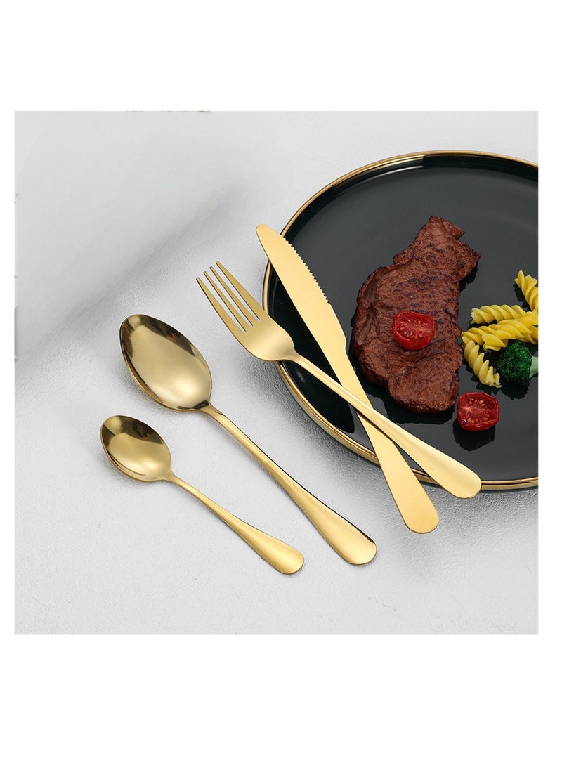 Cutlery Set Stainless Steel Cutlery Set + Cutlery Rack Includes 24 Pieces Gift Box High Value Safe - Gold