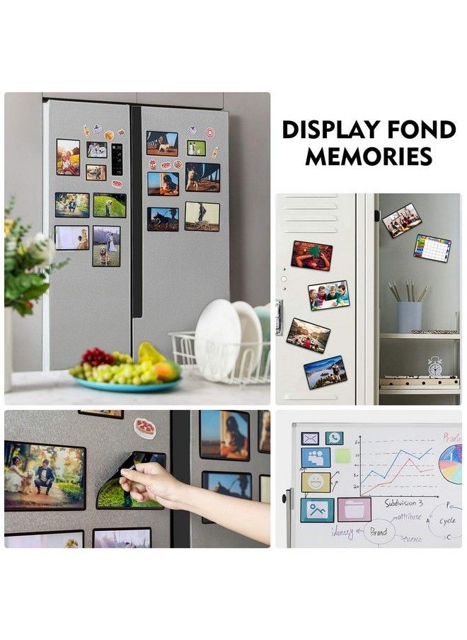 Pack Of 15 Magnetic Picture Frame With Clear Pocket 4 X 6 Inches Refrigerator Photo Holder For Fridge Office Cabinet Locker Black